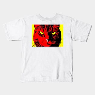 ANGRY CAT POP ART - RED YELLOW BLACK Kids T-Shirt